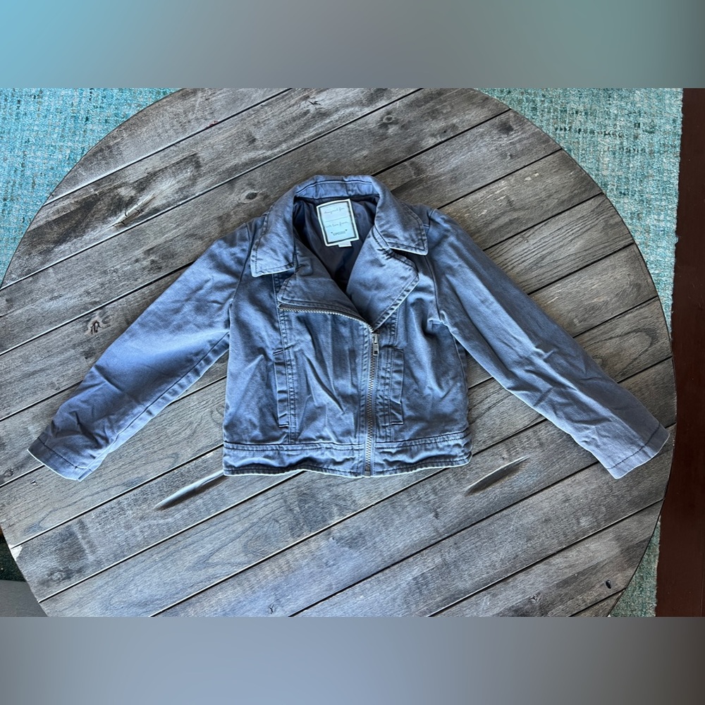 Vintage Gymboree girls 5/6 grey jean moto jacket coat toddler